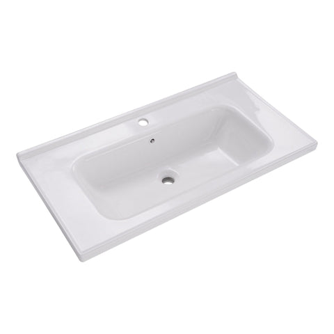 Rootz Bathroom Sink with Base Cabinet - Washbasin Unit - Vanity Station - Scratch and Heat Resistant - 90L x 47W x 48H cm