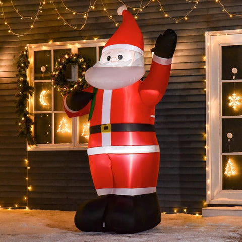 Rootz Inflatable Christmas Decoration - Santa Claus - Outdoor Ornament - LED Glow - 2.40m Tall - 140cm x 100cm x 240cm