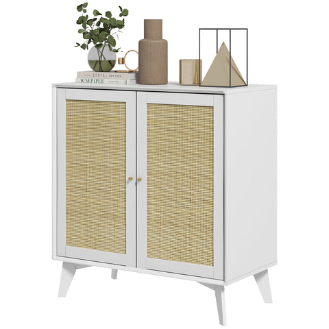 Rootz Buffet Storage Cabinet - High Storage Furniture - Rattan Front Cabinet - Bohemian Design - 80cm x 40cm x 85cm