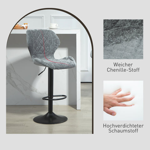 Rootz Set of 2 Bar Chairs - Kitchen Stools - Adjustable Height Stools - Maximum Comfort - 48x51.5x91-112cm