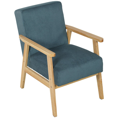 Rootz Lounge Chair - Single Seat - Cord Armchair - Mid-Century Modern Design - Comfort & Style - 59x67x79.5cm