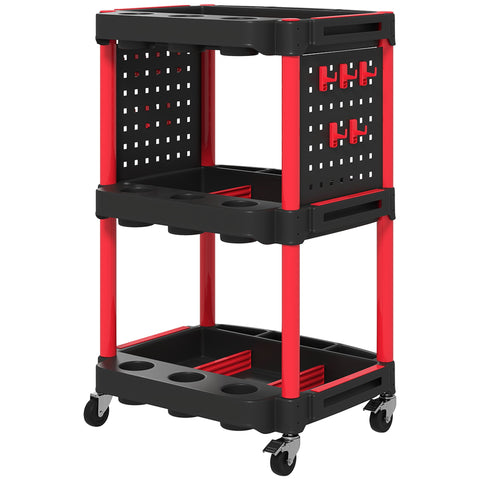 Rootz Tool Car - Mobile Utility Cart - Rolling Storage Trolley - Easy Maneuverability - 56.5cm x 47.5cm x 89cm