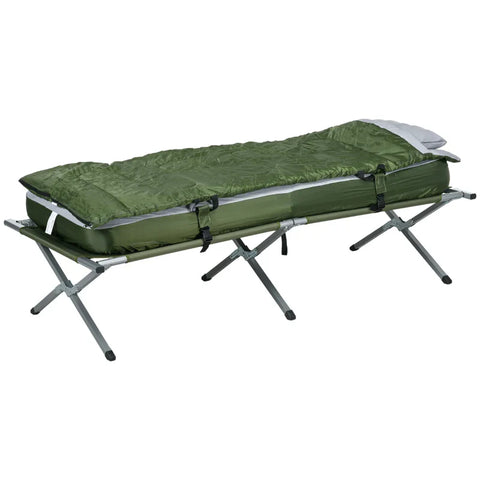 Rootz Campingbedje - Campingbed - Luchtbed - Slaapzak - Set van 5 - Inclusief Transporttas - Groen - 193 x 86 x 43/63 cm