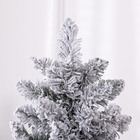 Rootz Snow-Covered Artificial Christmas Tree - Greenery Tree - LED Fairy Lights - Slim Shape - Lush Appearance - 52cm x 180cm