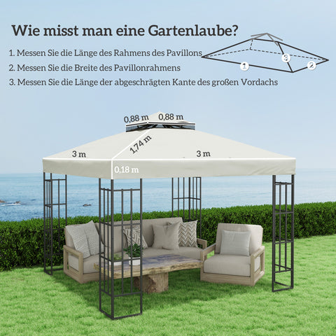 Rootz 3x3m Gazebo Roof - Replacement Tarpaulin - Pavilion Canopy - UPF30+ Sun Protection - 300cm x 300cm -Grey