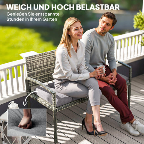 Rootz Bank Edition Seat Cushion - Outdoor Bench Cushion - Garden Lounge Pad - UPF50+ UV Protection - 105cm x 46cm x 12.5cm - Grae