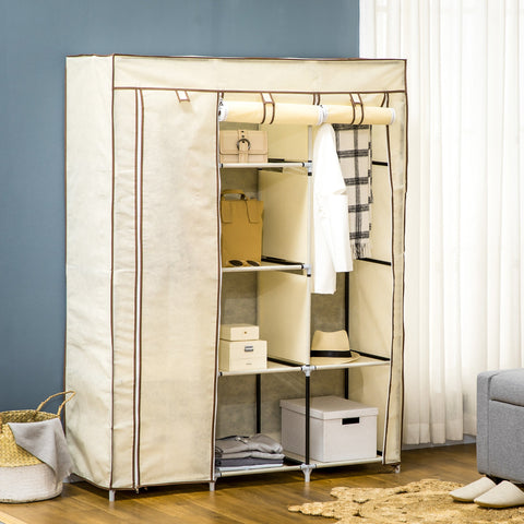 Rootz Fabric Cabinet Storage Solution - Wardrobe Closet - Clothes Organizer - Dust Protection - 125cm x 43cm x 162.5cm