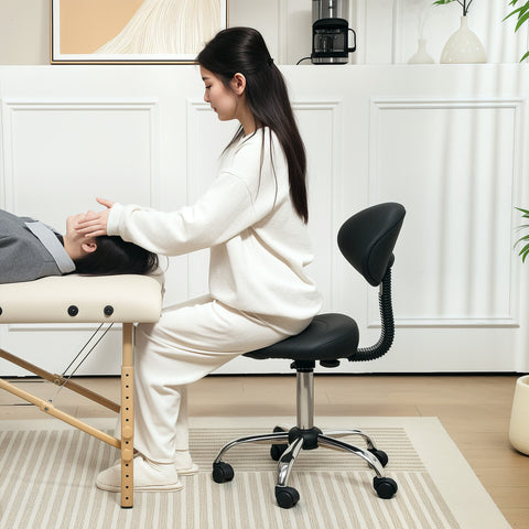 Rootz Roll Stool - Adjustable Height Chair - Spa Stool - Comfortable Foam Padding - 50cm x 50cm x 83-98cm