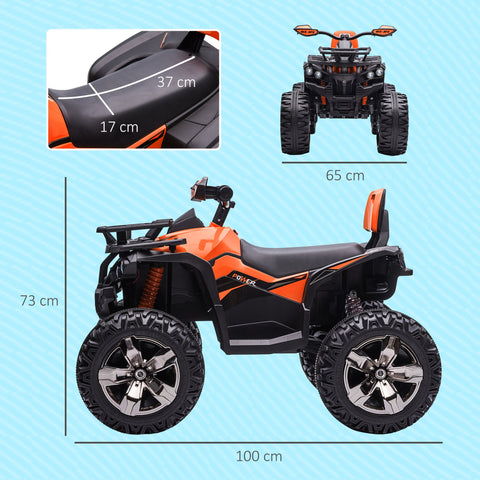 Rootz 12V Children's Quad Vehicle - Kids Electric Ride-On - Orange ATV - MP3 Player - Safe Adventures - 100cm x 65cm x 73cm