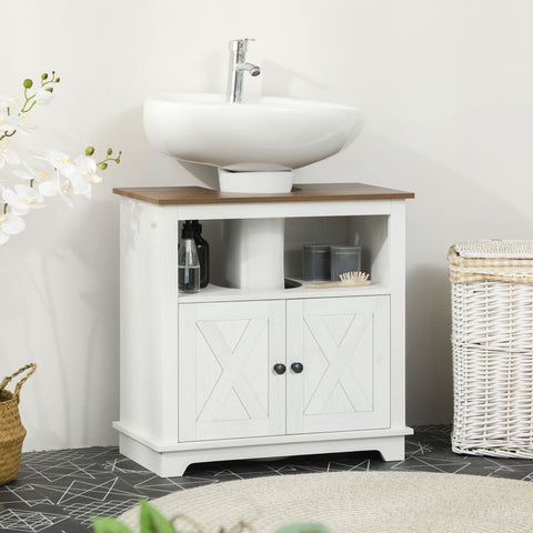 Rootz Bathroom Cabinet Vanity - Base Cabinet - Storage Unit - Space-Saving - 60 x 30 x 60 cm - White - Optimizes Space Under Sink