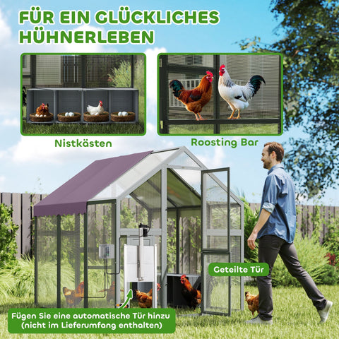 Rootz Chicken Enclosure - Chicken Coop - Poultry House - Waterproof Roof - 1.7 x 1.8 x 1.8m - For 6-8 Chickens