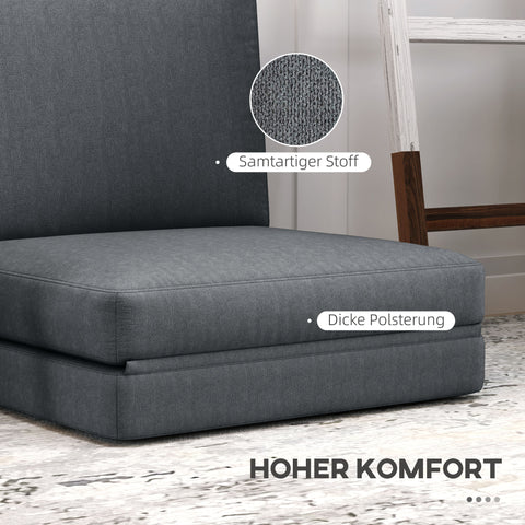 Rootz Convertible Floor Chair - Upholstered Sofa - Meditation Seat - Velvet Comfort - 75 x 268 x 18cm - Grey
