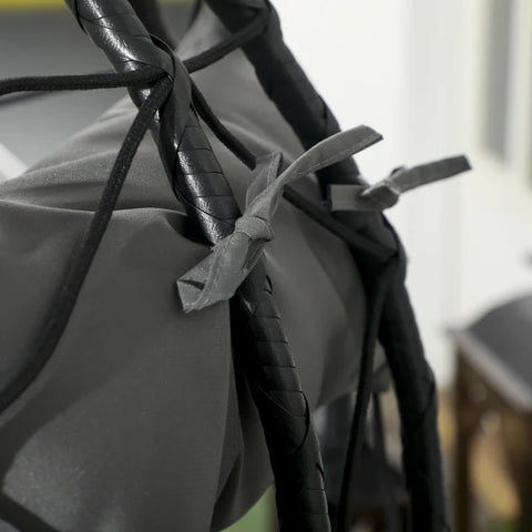 Rootz Hangstoel - Hangstoel voor buiten - Egg Chair - Weerbestendig - Inclusief vulling - Kussen - Rotan Schommelstoel - Staal-PE Rotan-polyester-PP Schuim - Zwart-donkergrijs - 102cm X 102cm X 195cm