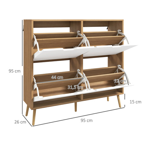 Rootz Shoe Cabinet - Footwear Organizer - Storage Solution - Adjustable Shelves - 95cm x 26cm x 95cm - Holds 16 Pairs
