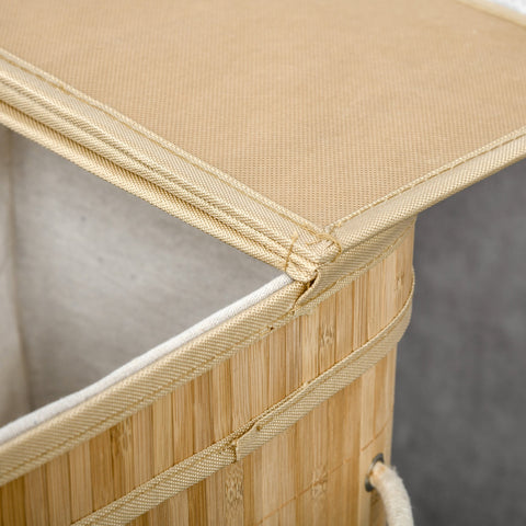 Rootz Bamboo Laundry Basket - Hamper - Clothes Bin - 90L Capacity - Portable - 54.2 x 35.2 x 59.5 cm