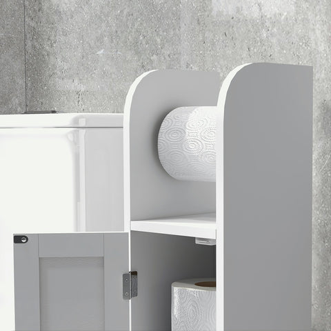 Rootz Bathroom Cabinet with Toilet Paper Holder - Storage Shelves - Space-Saving Design - 20 x 20 x 80 cm White