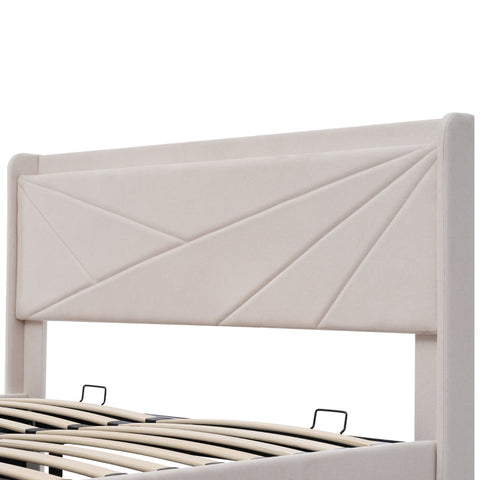 Rootz Double Bed with Storage - Linen Bed - USB Charging - Ample Storage - 208L x 186W x 107H cm