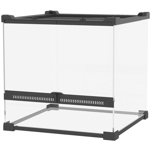 Rootz Glass Terrarium for Reptiles - Vivarium - Enclosure - Waterproof Floor - 30cm x 30cm - Increased Heat Efficiency