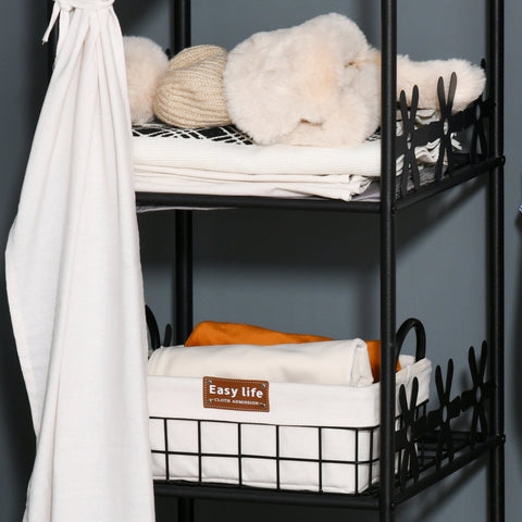 Rootz Wardrobe Multi-Storage - Clothes Organizer - Storage Solution - 5 Shelves - 84L x 42W x 159H cm