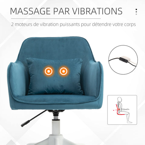 Rootz Velvet Office Chair - Ergonomic Desk Chair - Swivel Chair - Massage Function - Adjustable - 55W x 70D x 78-86H cm