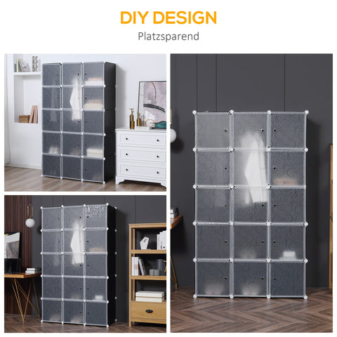 Rootz Vertical DIY Wardrobe - Storage Organizer - Closet Unit - Durable Plastic & Metal - 111x47x183cm - Customizable, Sturdy Frame, Easy Assembly