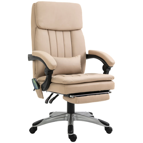 Rootz Ergonomic Massage Office Chair - Height Adjustable - Tilting Backrest - Extendable Footrest - Faux Leather - 67W x 69D x 106.5-114.5H cm