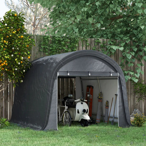 Rootz Garden Storage Tent - Sturdy Steel Frame - Cover Tensioning System - Party Tents - Large Doors - Galvanized Steel-PE - Gray - 300W x 300D x 235H cm