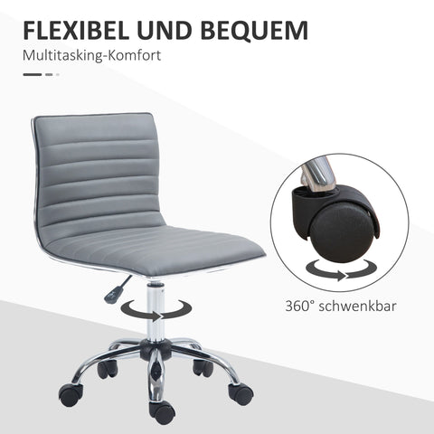 Rootz Height-adjustable Salon Chair - Swivel Chair - Office Chair - Maximum Comfort - 48 x 52 x 78-90 cm - Grey - Faux Leather