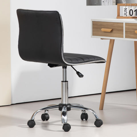 Rootz Height Adjustable Salon Chair - Swivel Chair - Office Chair - Ultimate Comfort - 48 x 52 x 78-90 cm - Black - Faux Leather