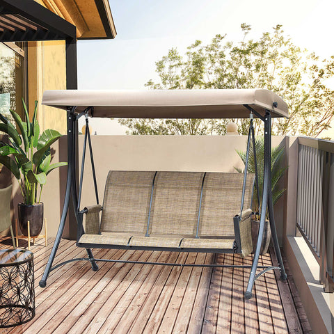 Rootz 3-Seater Swing Bench - Garden Swing - Patio Swing - Sunroof Protection - 196cm x 128cm x 172cm