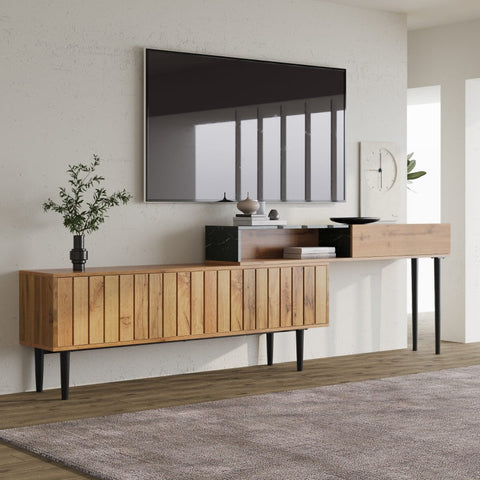 Rootz Premium TV Stand - Media Console - Entertainment Center - Durable & Space-Saving - 129.0L x 30.0W x 58.0H cm