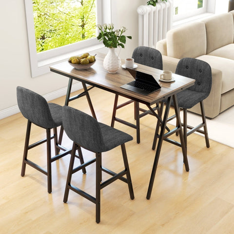 Rootz 5-Piece Bar Table Set - Dining Set - Pub Table and Chairs - Industrial Design - Space-saving - Dark Gray - 120cm x 60cm x 91cm