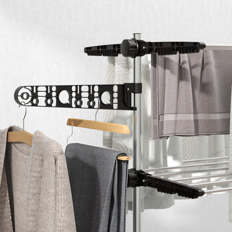 Rootz Laundry Tumble Dryer - Foldable Clothes Airer - Drying Rack - One-Click System - 142cm x 55cm x 172cm - Black & Silver