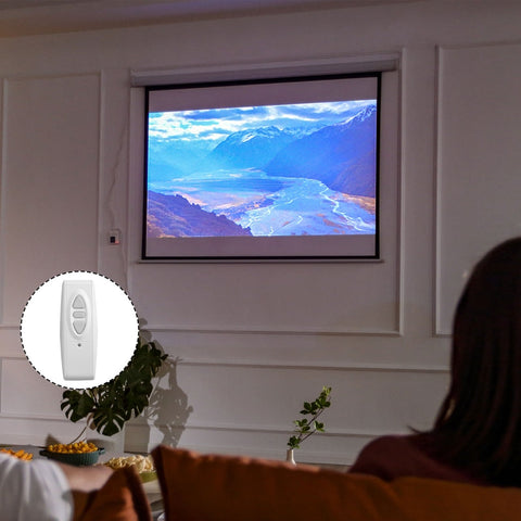 Rootz Motorized Projector Screen - Cinema Screen - Projection Screen - Durable Fabric - 171cm x 130cm - White - Compact Design