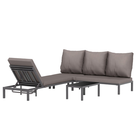 Rootz Modular Garden Furniture Set - Sun Loungers - Patio Set - UV Resistant - 180cm x 64cm x 83cm - Coffee Table 90cm x 50cm x 37cm