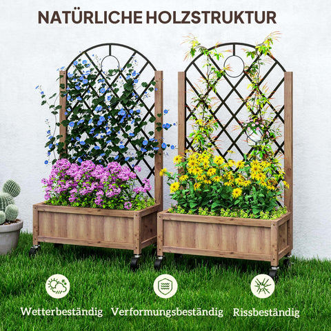 Rootz 2 Piece Raised Bed Set Planting Box - Planter Box - Flower Box - Supports Climbing Plants - 152cm x 25cm x 97cm
