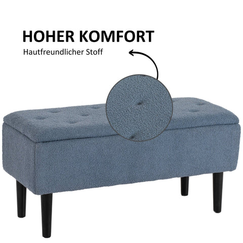 Rootz Upholstered Bench - Storage Bench - Entryway Bench - Elegant Cashmere-Look Cover - 95cm x 38cm x 45cm