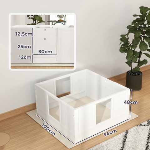 Rootz Puppy Crate for Small/Medium Dogs - Dog Litter Box - Pet Shelter - Adjustable Entrance - Non-Slip Pads - 100 x 96 x 48 cm
