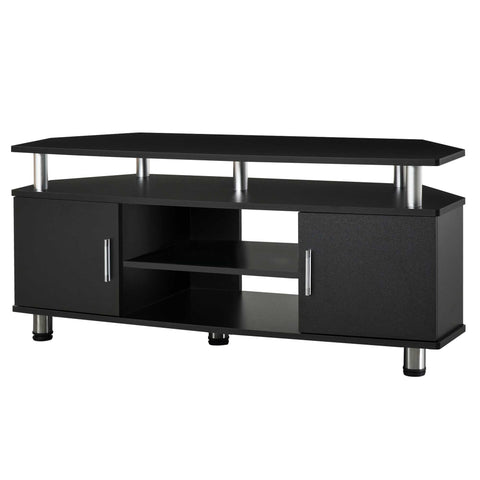 Rootz Contemporary Design TV Bench - TV Stand - Media Console - Multi Storage Options - 120L x 40W x 52H cm - Black Chrome
