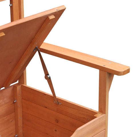 Rootz Garden Bench with Storage - Outdoor Seating - Fir Wood - High Backrest - 112l x 58b x 84h cm