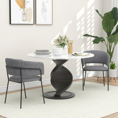 Rootz 2 Piece Set Dining Chairs - Padded Linen Chairs - Kitchen Seating - Steel Legs - 57cm x 53cm x 73cm - Ultimate Comfort & Style