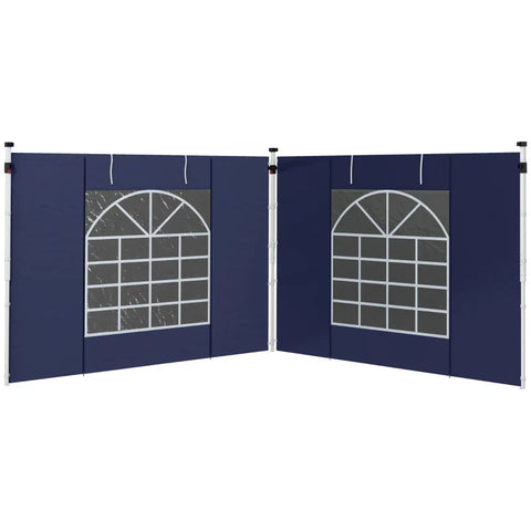 Rootz Gazebo - Side Panels - 2 Pack Sides Replacement - Pop Up Gazebo - With Windows And Doors - Blue - 295W x 195H cm