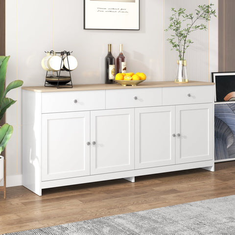 Rootz Rustic Sideboard - Country Style - Wood Grain Cabinet - Ample Storage - 160L x 37B x 75H cm