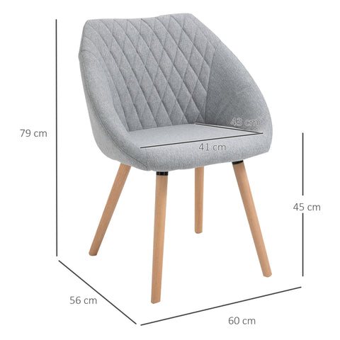 Rootz Set of 2 Scandinavian Dining Chairs - Visitor Chairs - Linen Upholstered - Optimal Comfort - 60cm x 56cm x 79cm