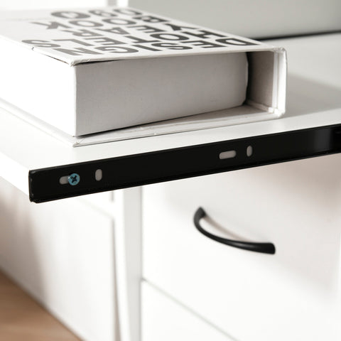 Rootz Computer Desk - Multimedia Workstation - Multipurpose Storage - Ergonomic Design - 120L x 55W x 85H cm - White Wood