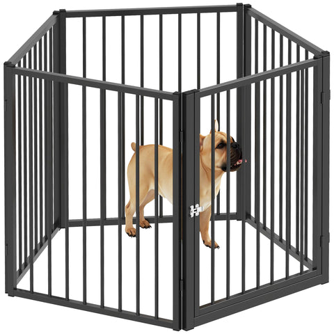Rootz Dog Park, Zoo - Portable Foldable Fence - Safe Enclosure - Black Steel Panels - 180cm x 60cm x 76cm