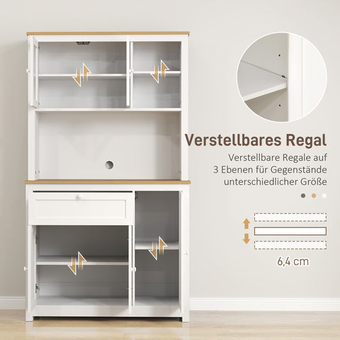 Rootz Kitchen Cabinet - Pantry Storage - Country House Style - Space-Saving - 100 x 40 x 180 cm - Brown+ White - MDF & Chipboard