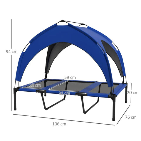 Rootz Dog Beds - Dog Sofas - Weather Resistant - Raised Frame - Pet Bed - Water-repellent - Oxford, Steel-breathable Mesh-polyester - Dark Blue - 106L x 76W x 94H cm