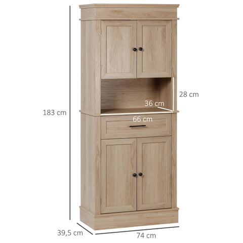 Rootz Kitchen Buffet Cabinet - Versatile Storage - Brown Cupboard - Sophisticated Note - MDF, 74cm x 39.5cm x 183cm