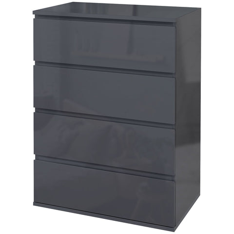 Rootz 4-Drawer Chest - Modern Dresser - Storage Cabinet - Large Storage Space - 55cm x 33cm x 80cm - Grey Finish